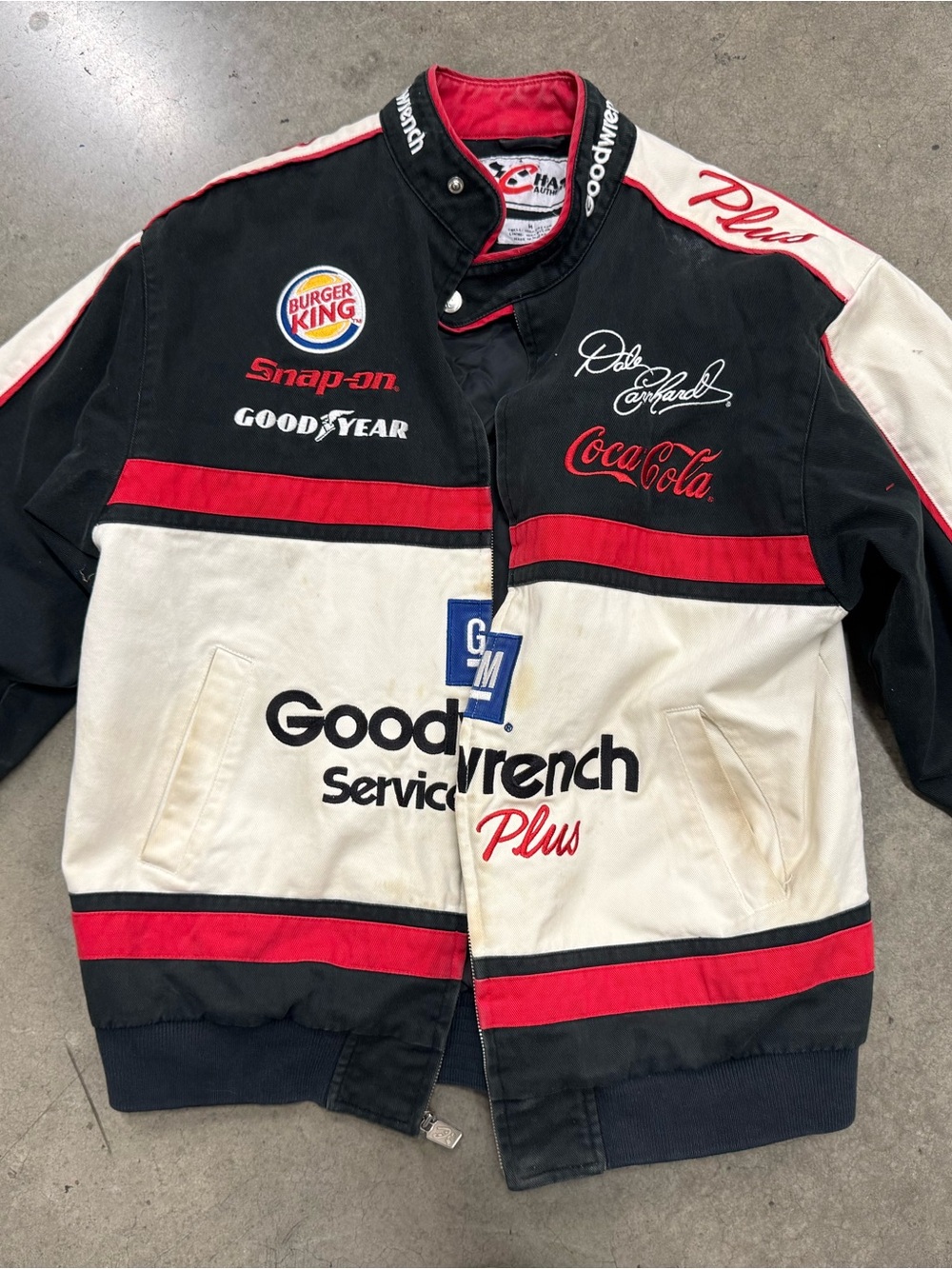 Racing-Style Bomber Jacket in Black, White & Red